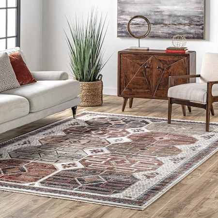 Nuloom Evie Global Inspired Emblem Fringe Area Rug 4ft x 5ft 7in BDSN06A-406